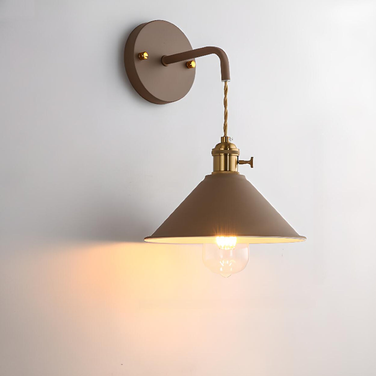 Colorful Vintage Brass Cone Wall Sconce Lights Image - 5