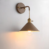 Colorful Vintage Brass Cone Wall Sconce Lights Image - 5