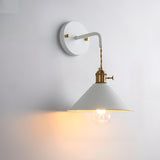 Colorful Vintage Brass Cone Wall Sconce Lights Image - 6
