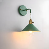 Colorful Vintage Brass Cone Wall Sconce Lights Image - 8