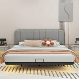 Comfort Headboard Gray Queen Upholstered Panel Bed Image - 4