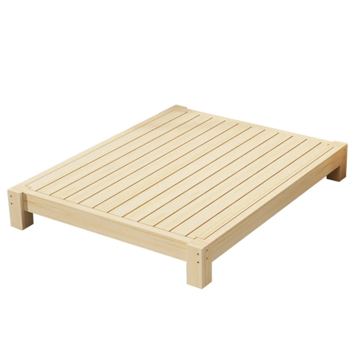 Comfort Natural Queen Rectangular Pine Panel Bed Frame Image - 10