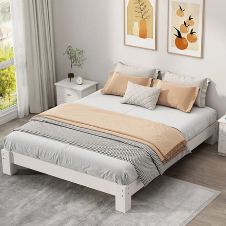 Comfort Natural Queen Rectangular Pine Panel Bed Frame Image - 2