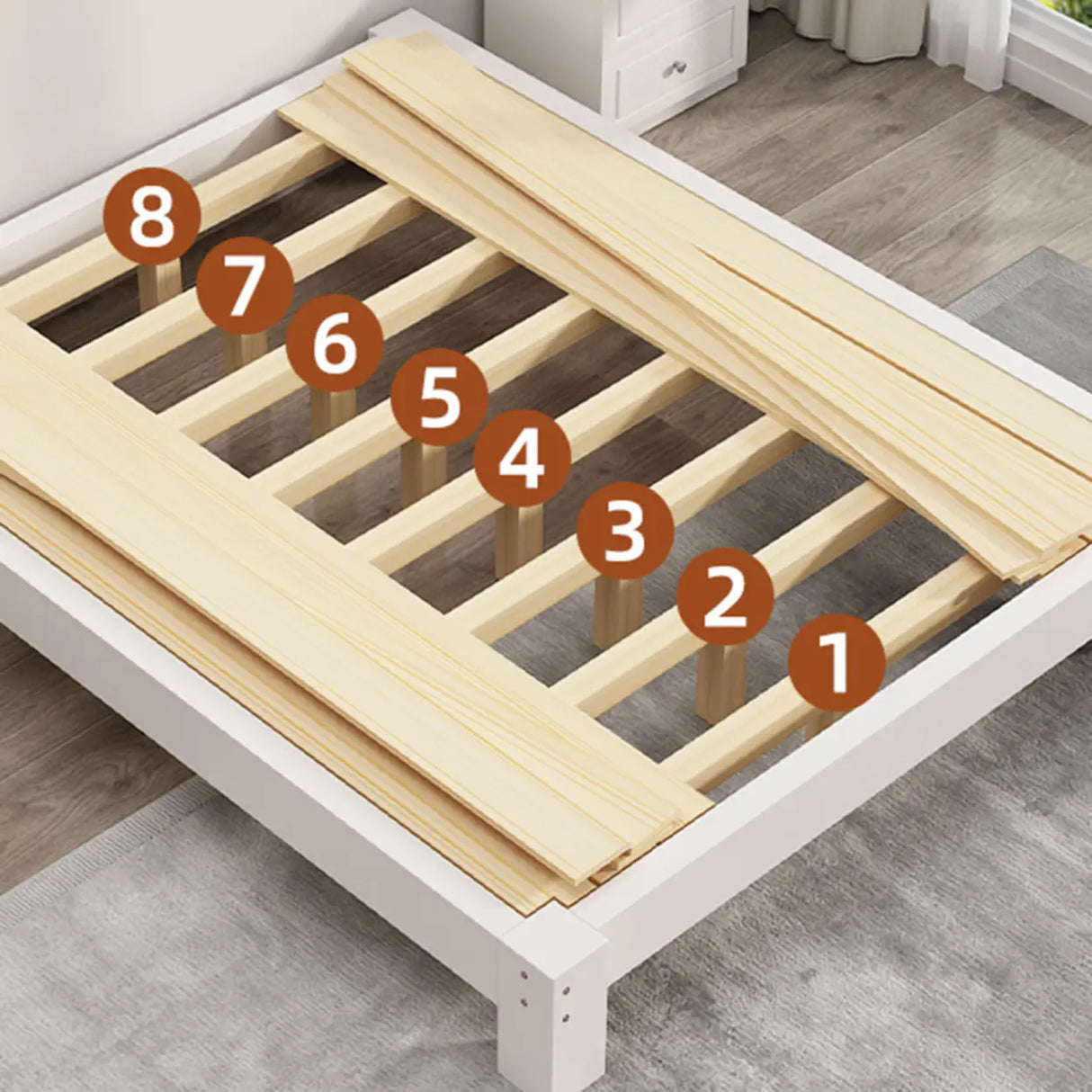 Comfort Natural Queen Rectangular Pine Panel Bed Frame Image - 6