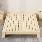 Comfort Natural Queen Rectangular Pine Panel Bed Frame Image - 8
