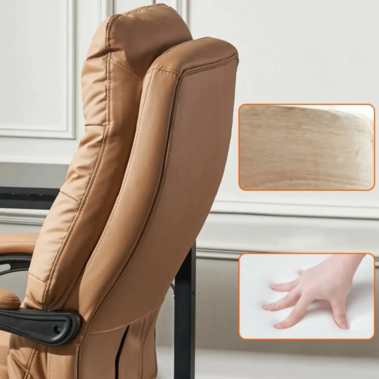 Comfort Reclining Leather Executive Office Chair with Wheels Image - 12
