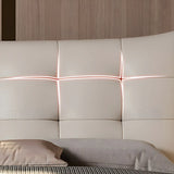 Comfort White Queen Leather Wingback Upholstered Bed Image - 8