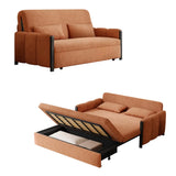 Comfortable Orange Storage Corduroy Sleeper Futon Sofa Image - 3