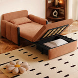 Comfortable Orange Storage Corduroy Sleeper Futon Sofa Image - 6