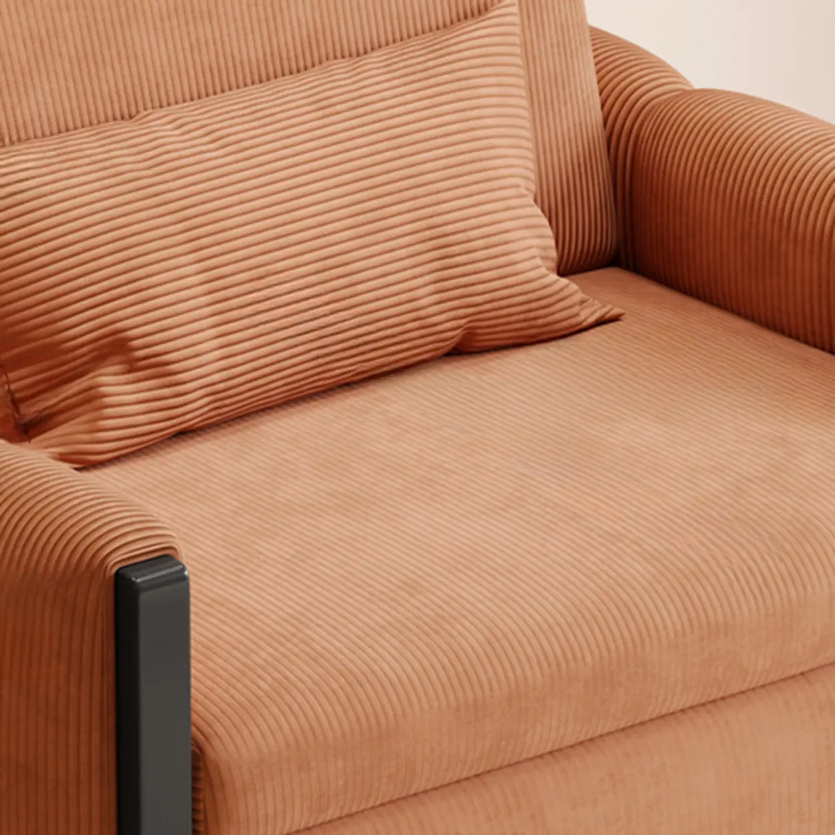 Comfortable Orange Storage Corduroy Sleeper Futon Sofa Image - 7
