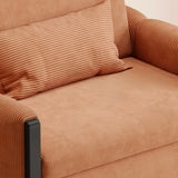 Comfortable Orange Storage Corduroy Sleeper Futon Sofa Image - 7