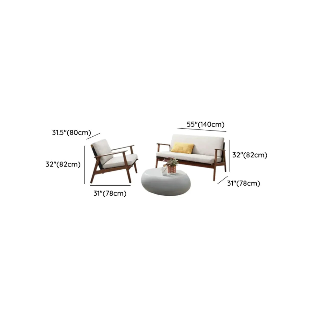 Comfortable Teak Beige Cushions and Pillow Patio Sofa Set Image - 14