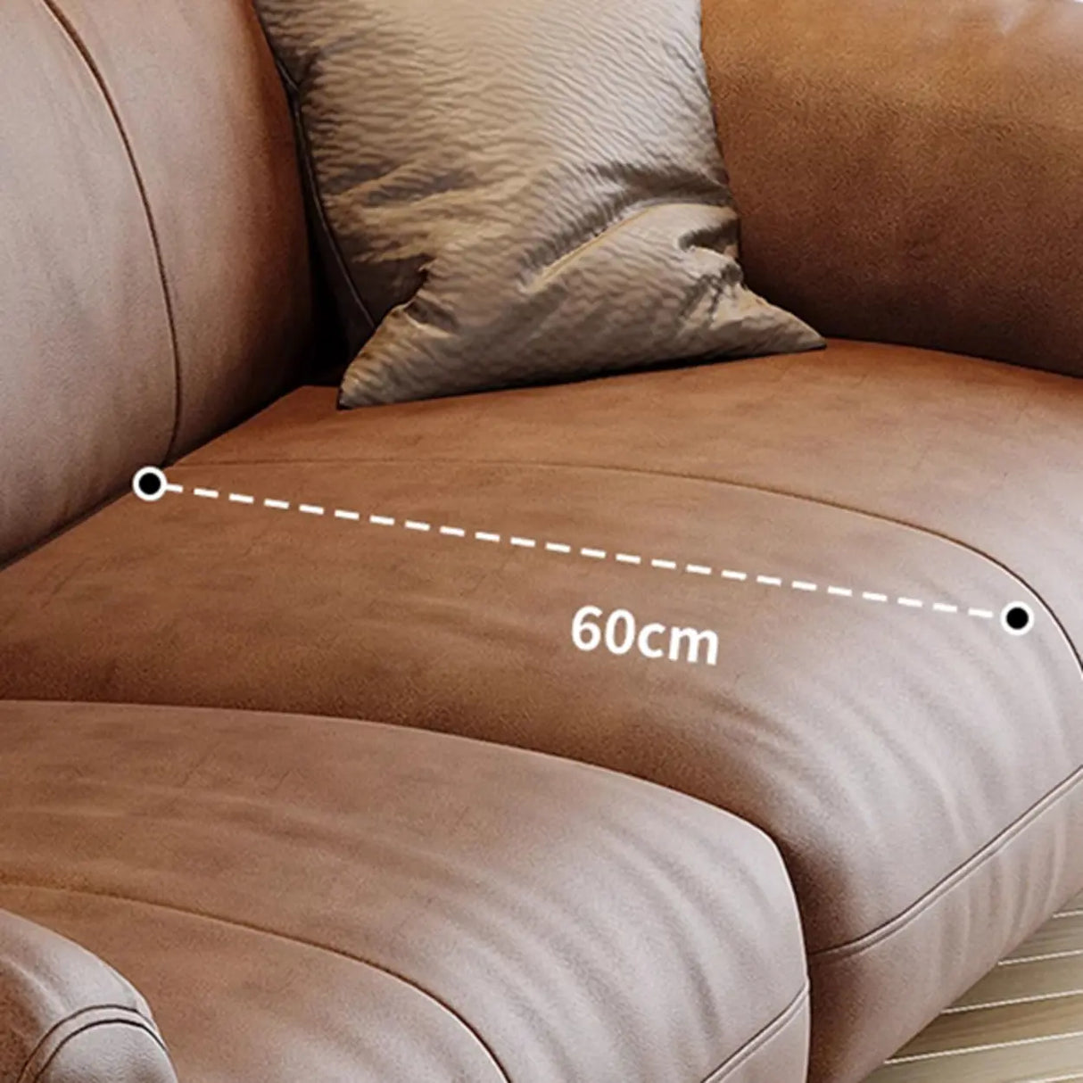 Compact Brown Flared Arm Leather Single Sofa with Legs Image - 13