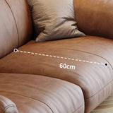 Compact Brown Flared Arm Leather Single Sofa with Legs Image - 13