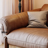 Compact Brown Flared Arm Leather Single Sofa with Legs Image - 15