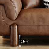 Compact Brown Flared Arm Leather Single Sofa with Legs Image - 18