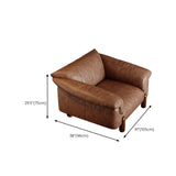 Compact Brown Flared Arm Leather Single Sofa with Legs #size