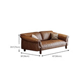 Compact Brown Flared Arm Leather Single Sofa with Legs Image - 20