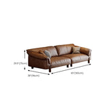 Compact Brown Flared Arm Leather Single Sofa with Legs Image - 22