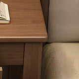 Compact Brown Wood Butcher Block Drawers Writing Desk Image - 9
