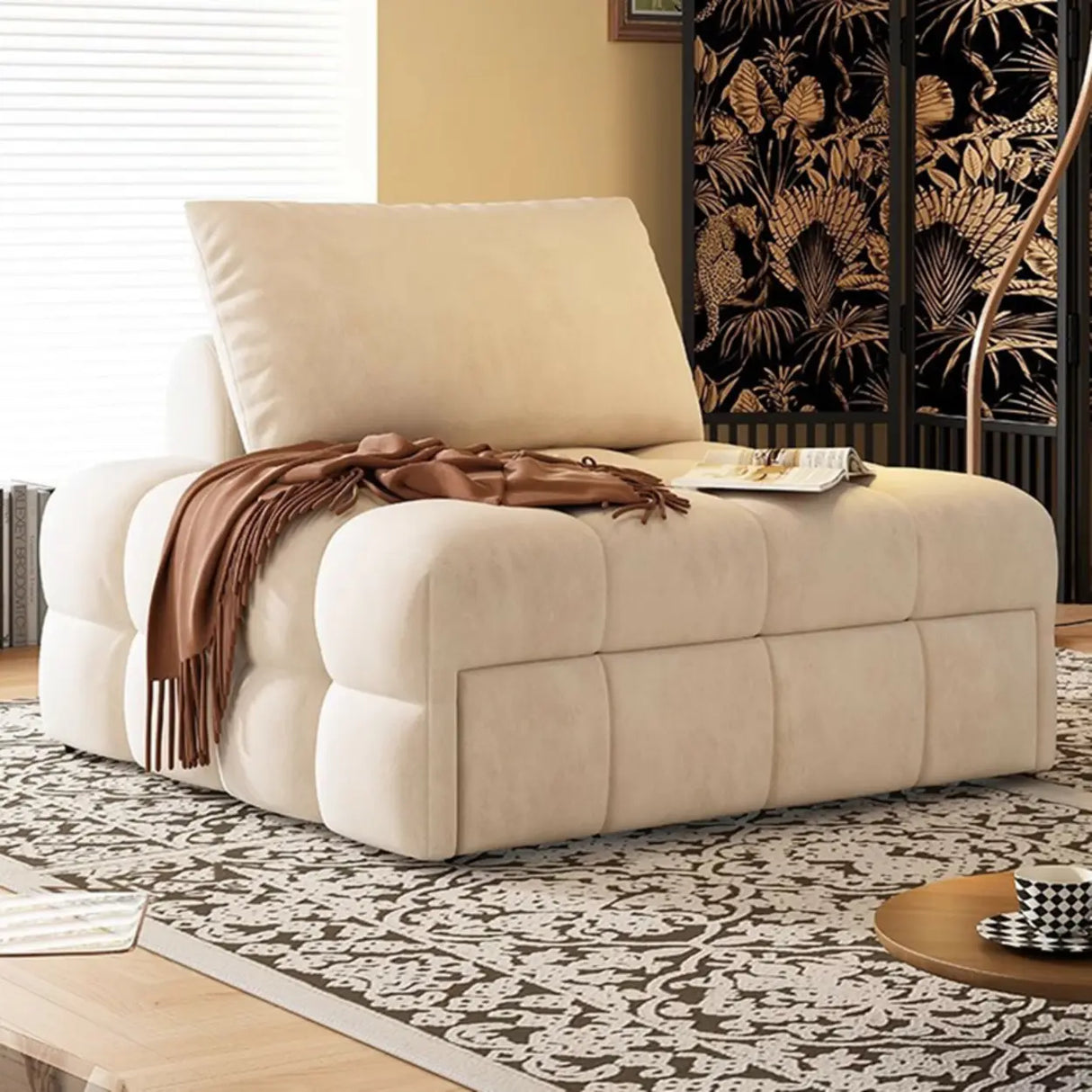 Compact Convertible Loose Back Metal Frame Sleeper Image - 12