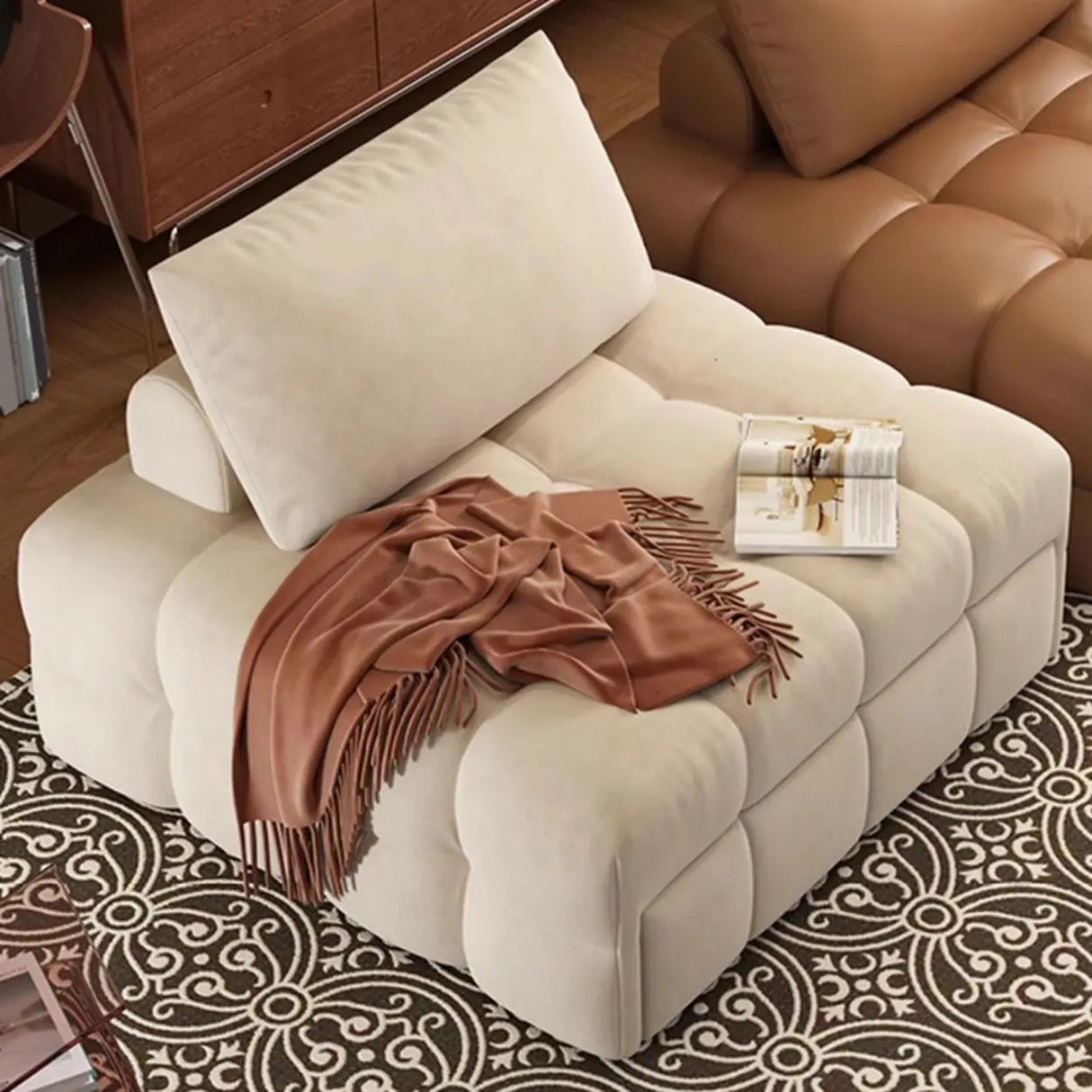 Compact Convertible Loose Back Metal Frame Sleeper Image - 6
