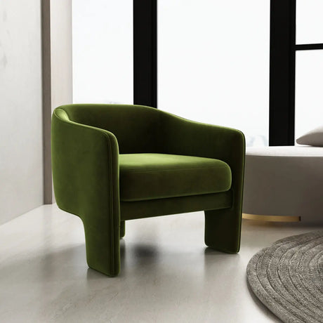 Compact Grass Green Flannel Tight Back Arm Chair Image - 1