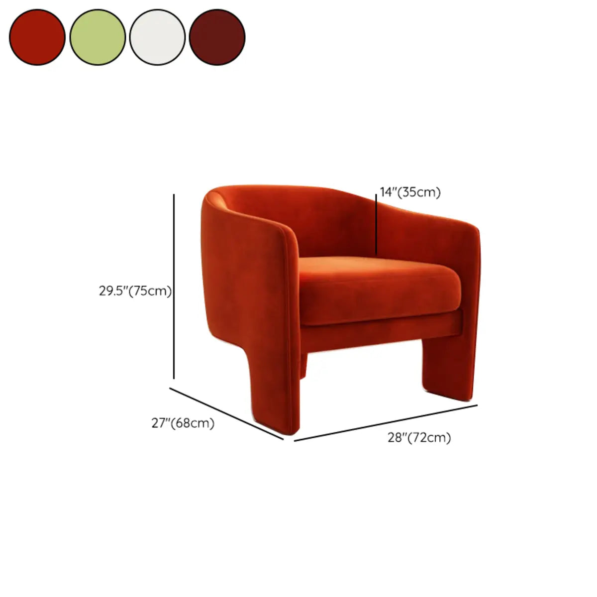 Compact Grass Green Flannel Tight Back Arm Chair 