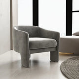 Compact Grass Green Flannel Tight Back Arm Chair Image - 3