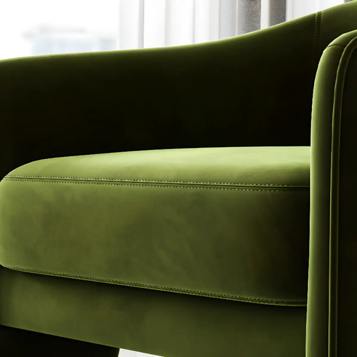 Compact Grass Green Flannel Tight Back Arm Chair Image - 7