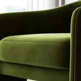 Compact Grass Green Flannel Tight Back Arm Chair Image - 7