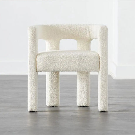 Compact Milky White Sherpa Fabric Fixed Back Arm Chair Image - 2