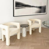 Compact Milky White Sherpa Fabric Fixed Back Arm Chair Image - 4