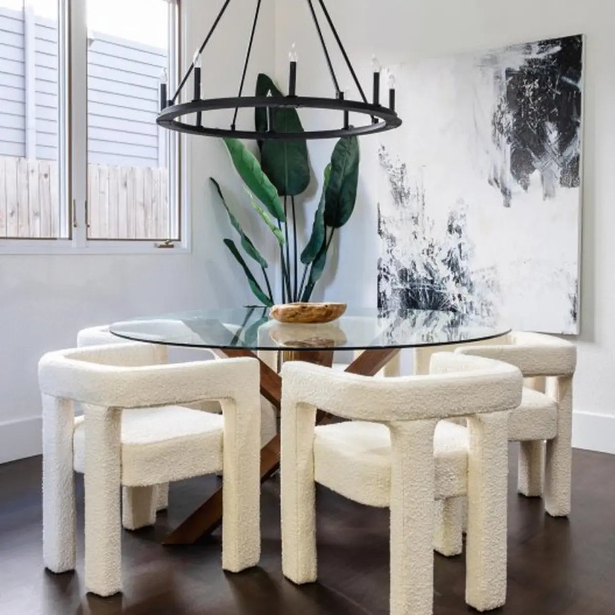 Compact Milky White Sherpa Fabric Fixed Back Arm Chair Image - 9