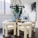 Compact Milky White Sherpa Fabric Fixed Back Arm Chair Image - 9
