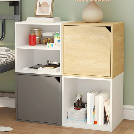 Compact Modern Wood Storage Drawers Cube Bookcase Image - 1