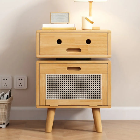 Compact Storage Solid Wood Kids Nightstand with Legs Image - 1