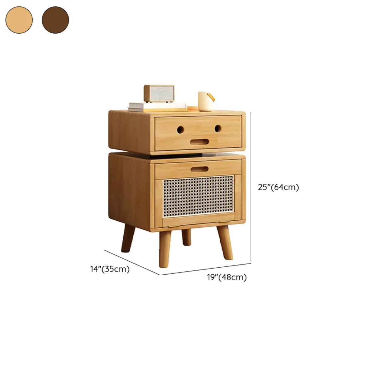 Compact Storage Solid Wood Kids Nightstand with Legs 
