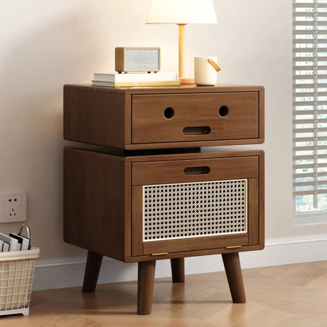 Compact Storage Solid Wood Kids Nightstand with Legs Image - 2