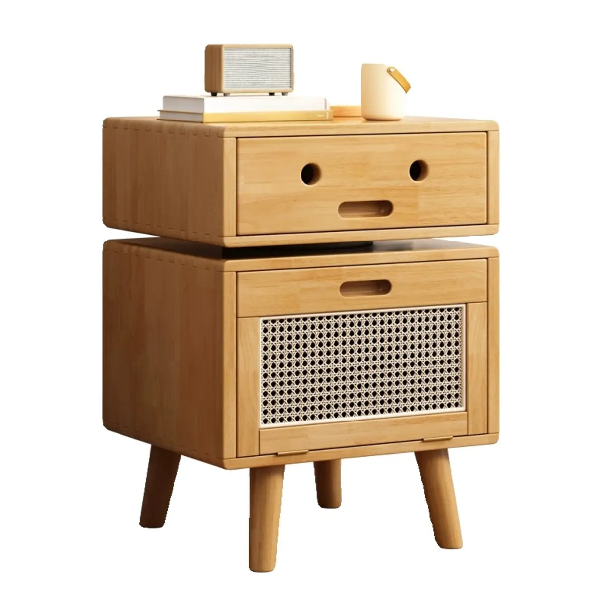 Compact Storage Solid Wood Kids Nightstand with Legs Image - 7