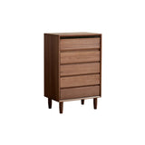 Compact Vertical Walnut Brown Five-Drawer Storage Chest Image - 2