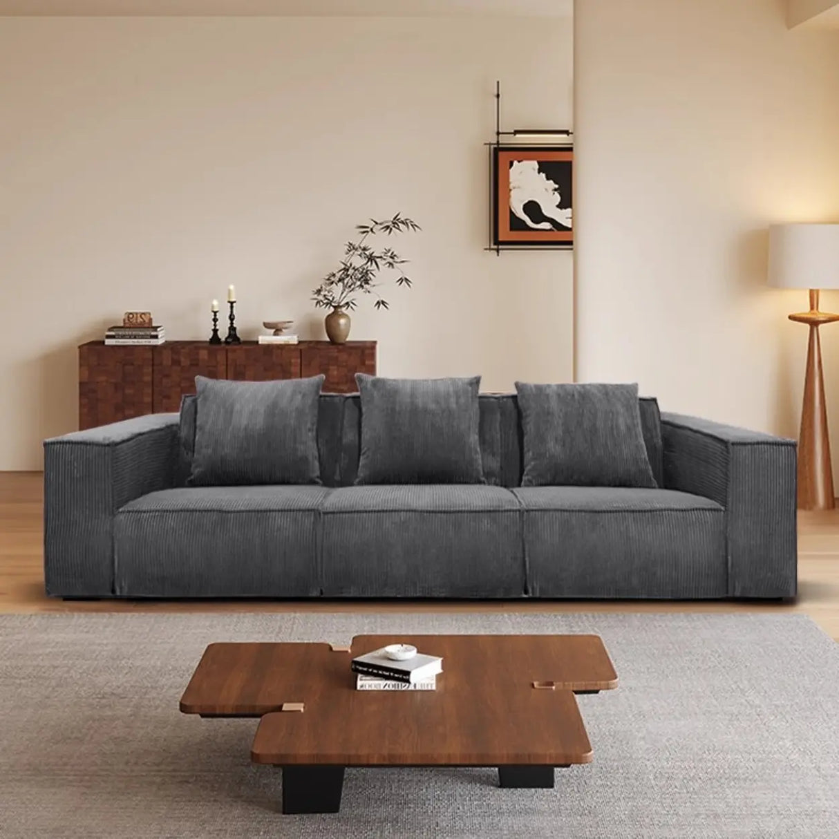 Modular Compressed Corduroy Sofa Set Image - 1
