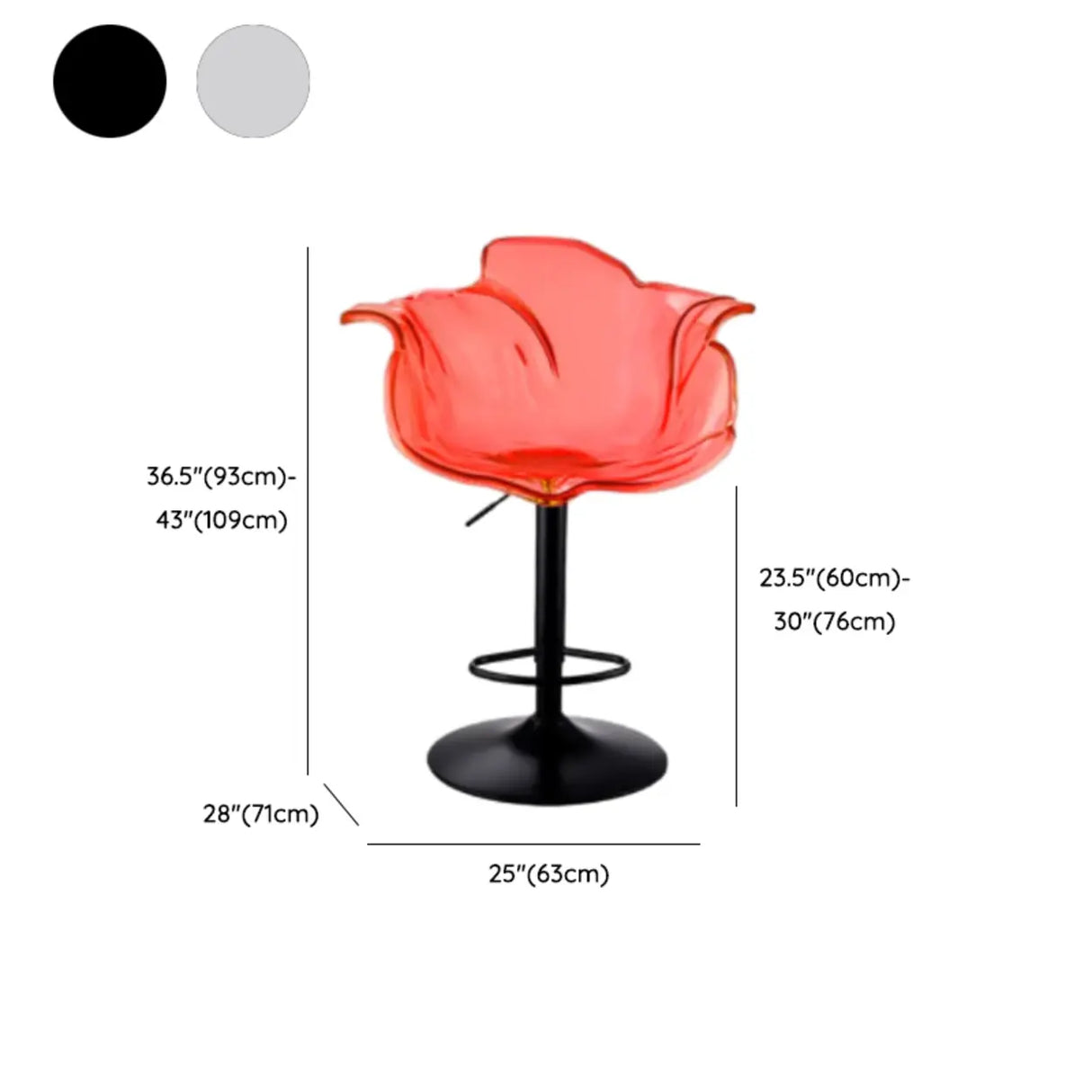 Concave Adjustable Height Swivel Acrylic Bar Stool Image - 24