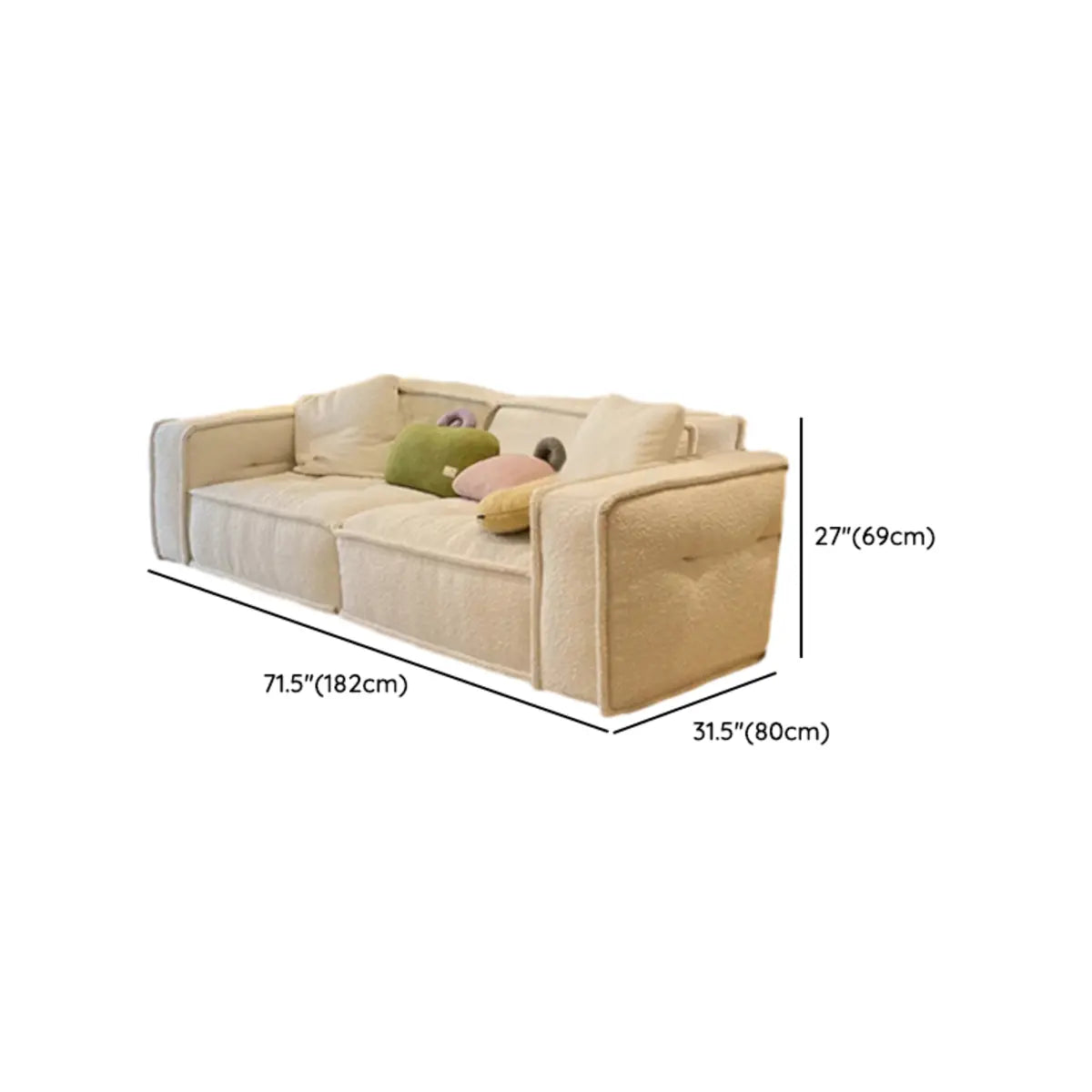 Concealed Support Sherpa Square Arm Tight Back Loveseat 