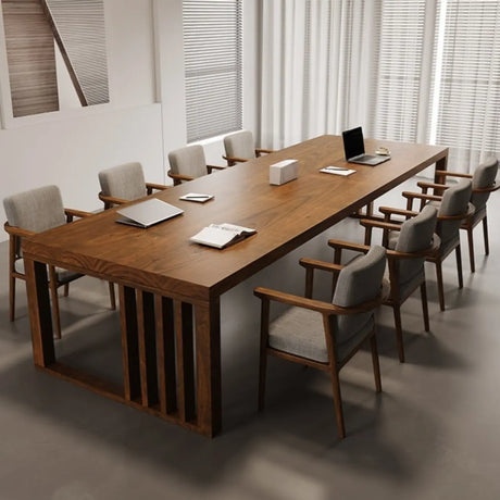 Conference Rectangle Dark Wood Desk for 8-12 People Image - 1