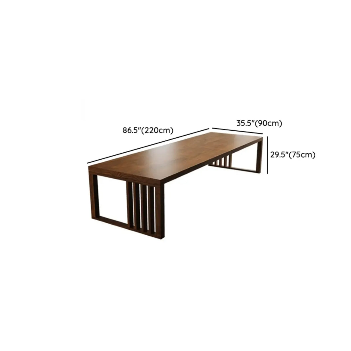 Conference Rectangle Dark Wood Desk for 8-12 People Image - 10