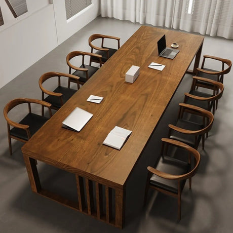 Conference Rectangle Dark Wood Desk for 8-12 People Image - 2