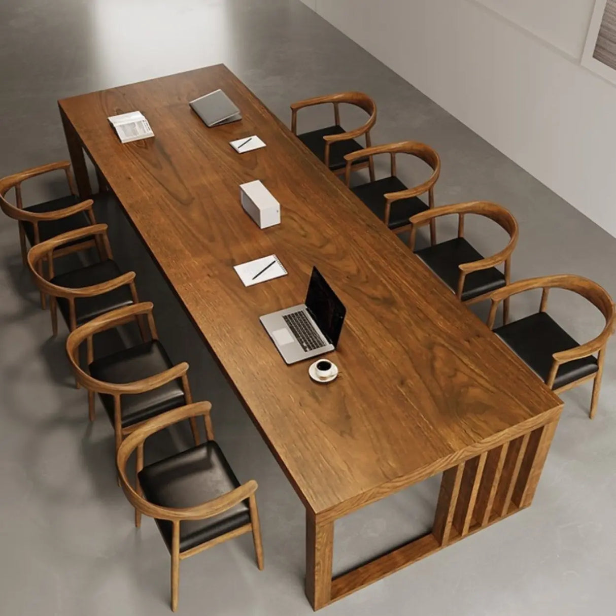 Conference Rectangle Dark Wood Desk for 8-12 People Image - 3