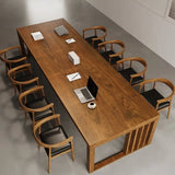 Conference Rectangle Dark Wood Desk for 8-12 People Image - 3