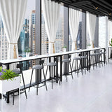 Console Stone Top Metal White Modern Storage Bar Table Set Image - 4